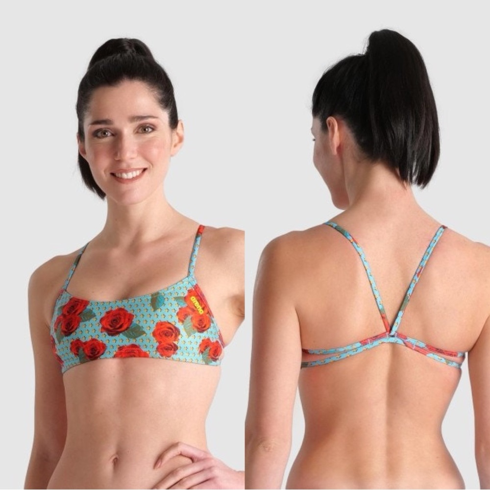 Arena Martinica Multi Rose Star Print Play Top Bandeau Bikini Top